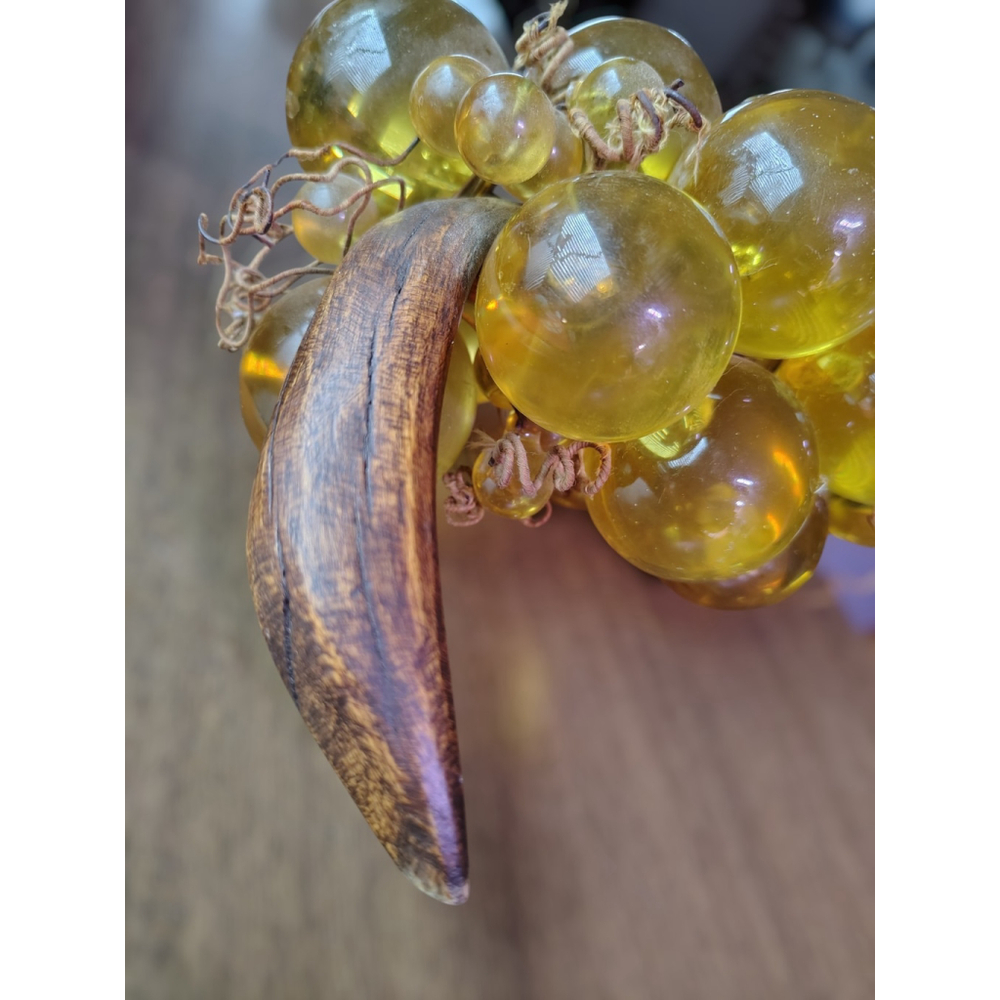 Vintage MidCentury Modern Amber MCM Lucite Grapes LARGE & SMALL! 11.5” Driftwood - Picture 11 of 11